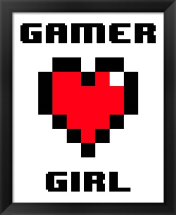 Framed Gamer Girl  - White Print