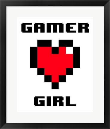 Framed Gamer Girl  - White Print