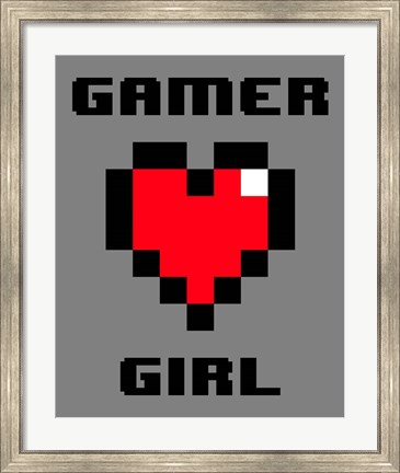 Framed Gamer Girl  - Gray Print