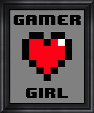 Framed Gamer Girl  - Gray Print