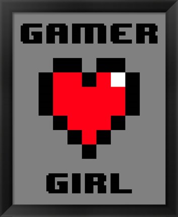 Framed Gamer Girl  - Gray Print