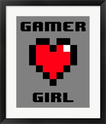 Framed Gamer Girl  - Gray Print