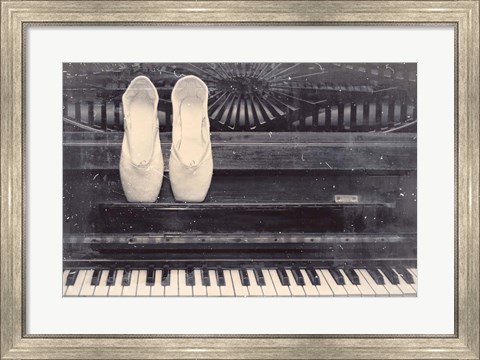 Framed Ballet Shoes And Piano Old Photo Style Dust and Scratches Print