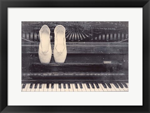 Framed Ballet Shoes And Piano Old Photo Style Dust and Scratches Print
