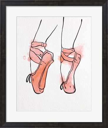 Framed Ballet Shoes En Pointe Orange Watercolor Part I Print