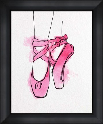 Framed Ballet Shoes En Pointe Pink Watercolor Part III Print