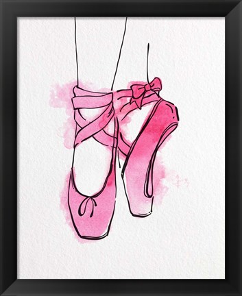 Framed Ballet Shoes En Pointe Pink Watercolor Part III Print