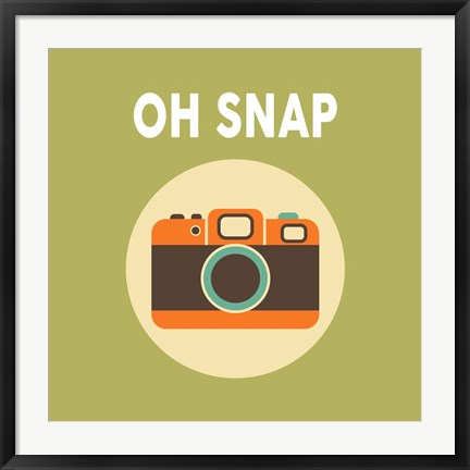 Framed OH SNAP Camera Green Print