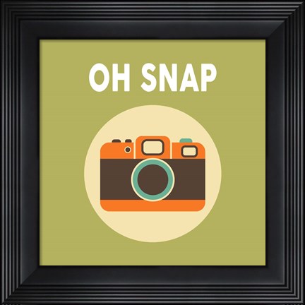 Framed OH SNAP Camera Green Print