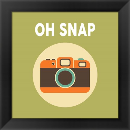 Framed OH SNAP Camera Green Print