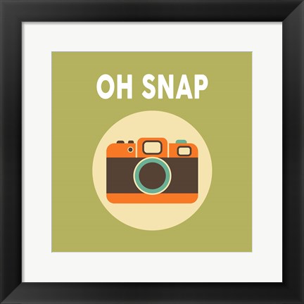 Framed OH SNAP Camera Green Print