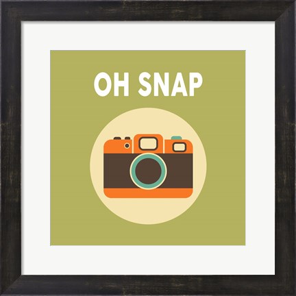 Framed OH SNAP Camera Green Print