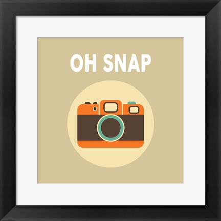 Framed OH SNAP Camera Beige Print