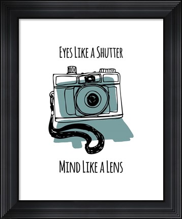 Framed Eyes Like A Shutter Mind Like A Lens Camera Doodle Blue Print