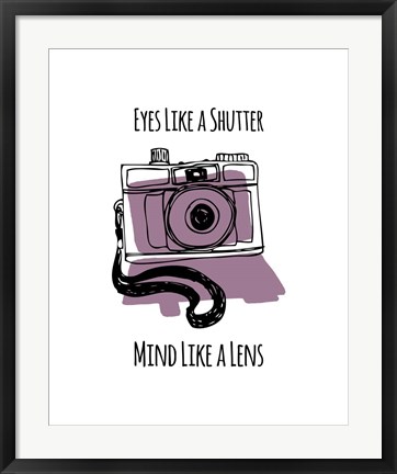 Framed Eyes Like A Shutter Mind Like A Lens Camera Doodle Purple Print