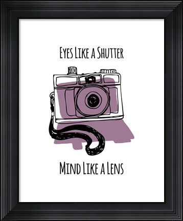 Framed Eyes Like A Shutter Mind Like A Lens Camera Doodle Purple Print