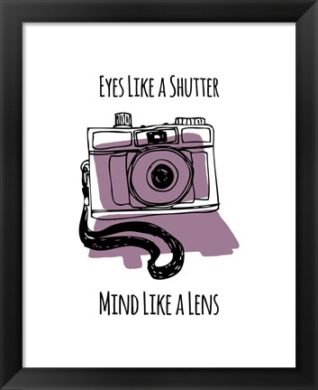Framed Eyes Like A Shutter Mind Like A Lens Camera Doodle Purple Print
