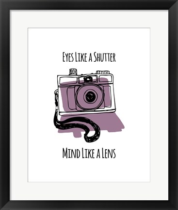 Framed Eyes Like A Shutter Mind Like A Lens Camera Doodle Purple Print