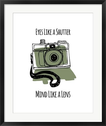 Framed Eyes Like A Shutter Mind Like A Lens Camera Doodle Green Print