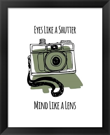 Framed Eyes Like A Shutter Mind Like A Lens Camera Doodle Green Print