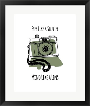 Framed Eyes Like A Shutter Mind Like A Lens Camera Doodle Green Print