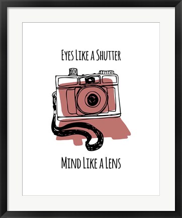 Framed Eyes Like A Shutter Mind Like A Lens Camera Doodle Red Print