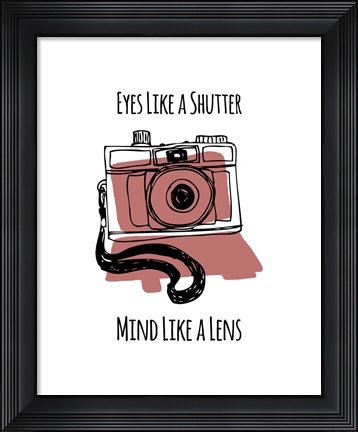 Framed Eyes Like A Shutter Mind Like A Lens Camera Doodle Red Print