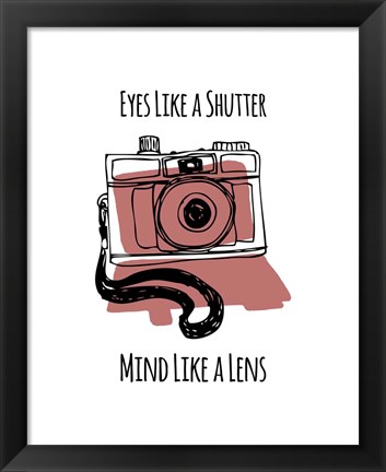 Framed Eyes Like A Shutter Mind Like A Lens Camera Doodle Red Print