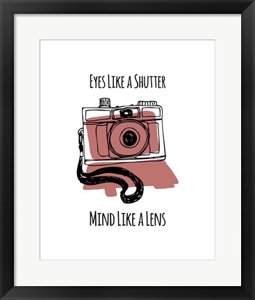 Framed Eyes Like A Shutter Mind Like A Lens Camera Doodle Red Print