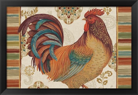 Framed Rooster Rainbow IVA Print