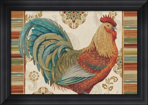 Framed Rooster Rainbow IIIA Print