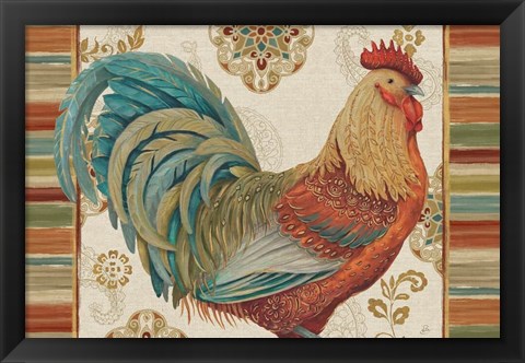 Framed Rooster Rainbow IIIA Print