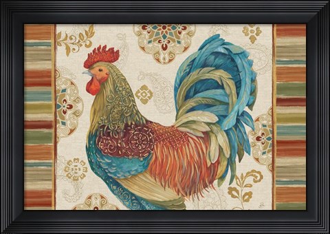 Framed Rooster Rainbow IIA Print