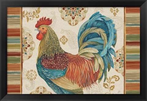 Framed Rooster Rainbow IIA Print