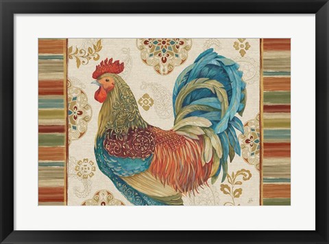 Framed Rooster Rainbow IIA Print