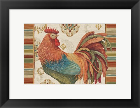 Framed Rooster Rainbow IA Print