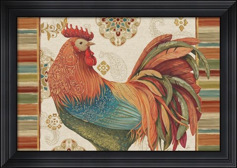 Framed Rooster Rainbow IA Print