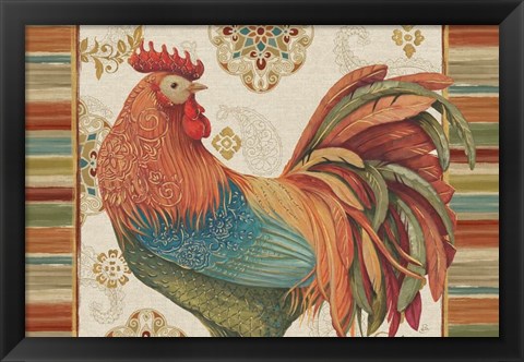 Framed Rooster Rainbow IA Print