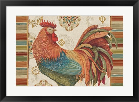 Framed Rooster Rainbow IA Print