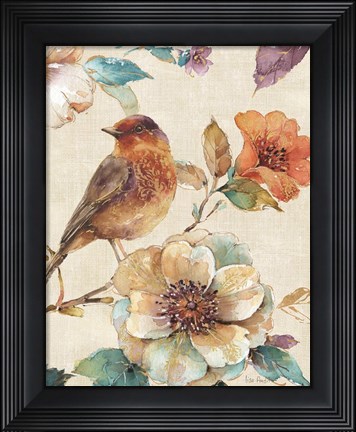 Framed Spiced Nature II Linen Leaf Print