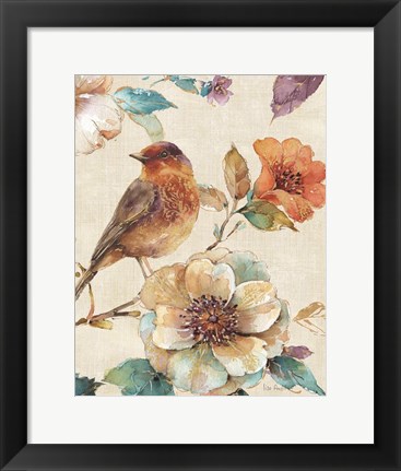 Framed Spiced Nature II Linen Leaf Print