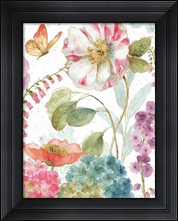 Framed Rainbow Seeds Flowers II Crop on Wood Print