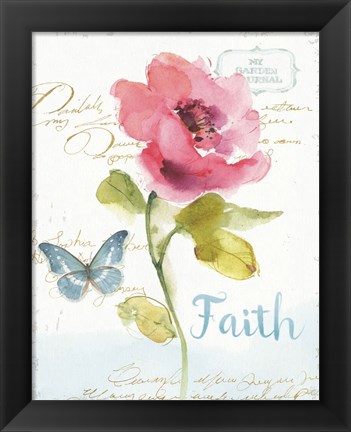 Framed Rainbow Seeds Floral VI Faith Print