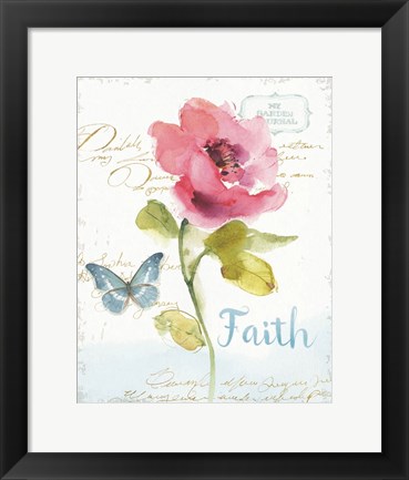 Framed Rainbow Seeds Floral VI Faith Print