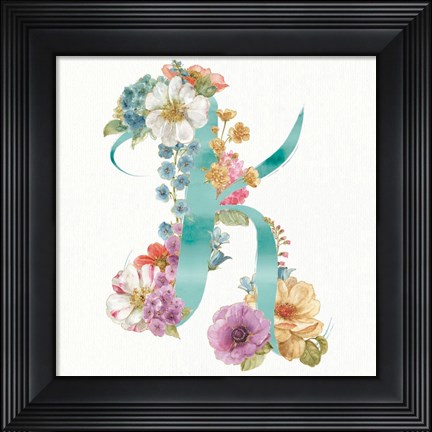 Framed Rainbow Seeds Monogram K Print