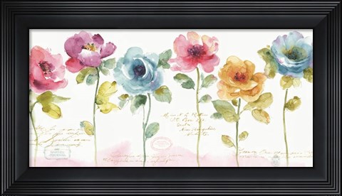 Framed Rainbow Seeds Loose Floral V Print