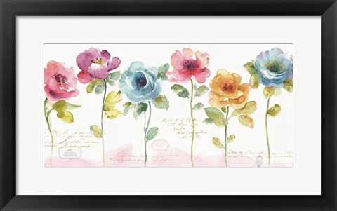 Framed Rainbow Seeds Loose Floral V Print