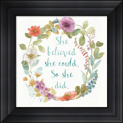 Framed Rainbow Seeds Wreath I Print