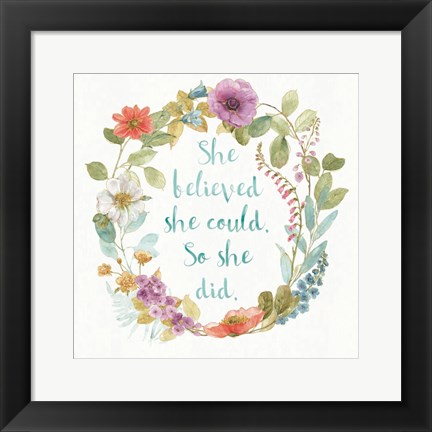 Framed Rainbow Seeds Wreath I Print