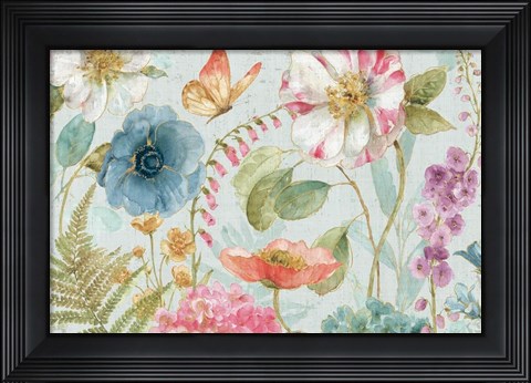 Framed Rainbow Seeds Flowers I Gray Print